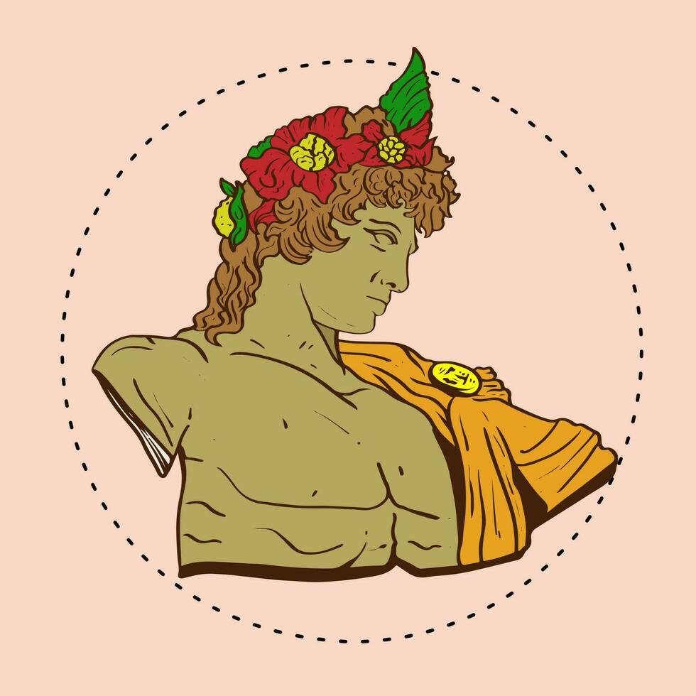 Statues of roman scholar Marble greek sculptures of human body and architectural greek gods and mythology, ancient greece graphic design elements. museum art ingenious vector illustration
