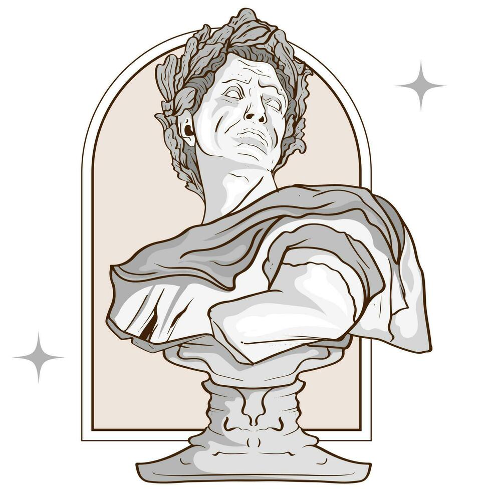 hand drawing Geek tattoos statue vaporwave black and white vintage style aesthetics. for tattoos skin element or poster element design vector