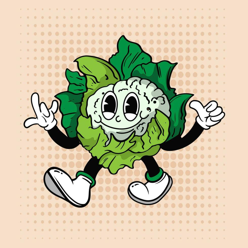 Groovy hippie characters Vegetables Doodle  retro cartoon style illustration Simple background images for poster, cover, banner, desktop wallpaper. vector