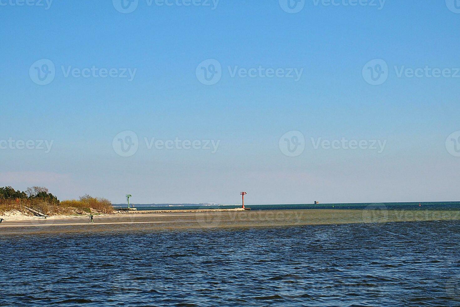 landscape of the blue Baltic sea in Poland and the beach on a sunny warm day photo