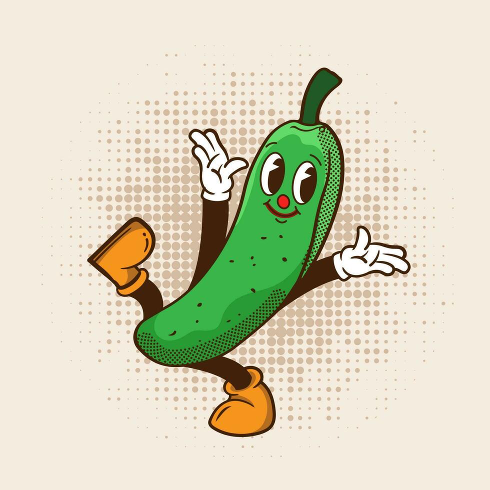 Vegetables Funny cartoon characters Groovy hippie 70s. Sticker pack, posters, prints.elements in trendy retro cartoon style. vector