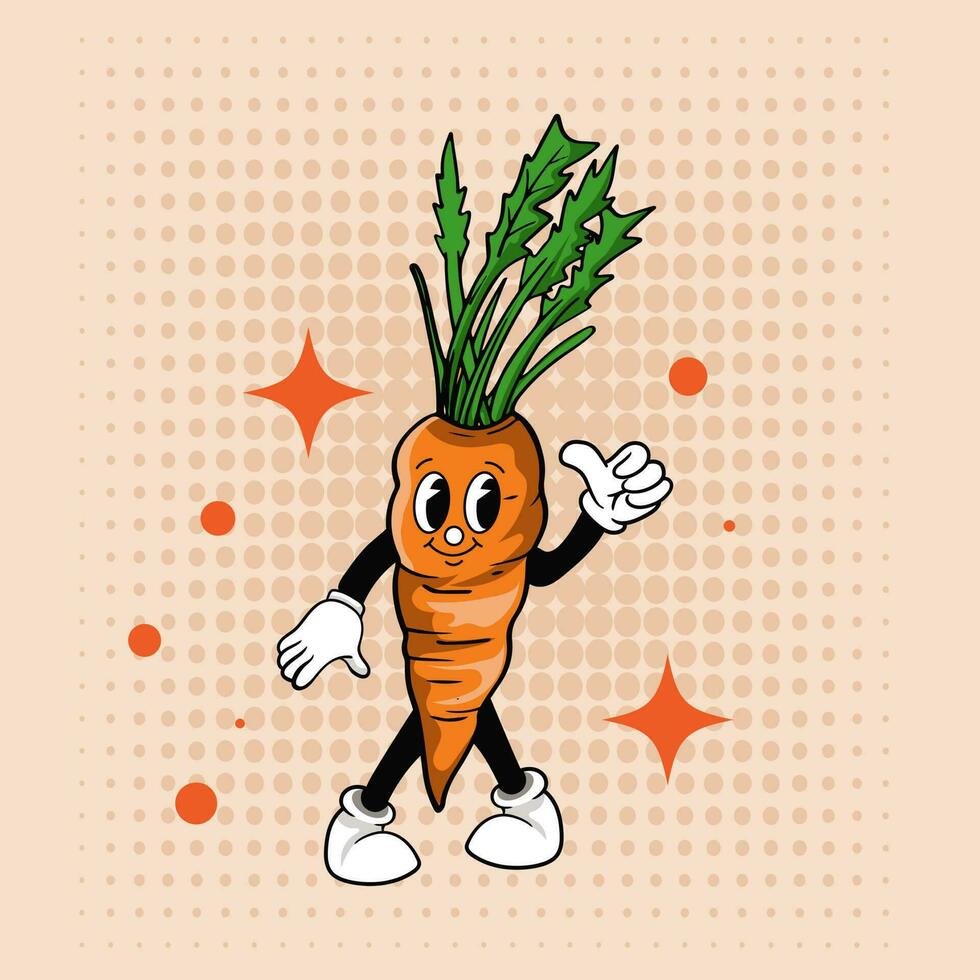 Groovy hippie characters Vegetables Doodle  retro cartoon style illustration Simple background images for poster, cover, banner, desktop wallpaper. vector