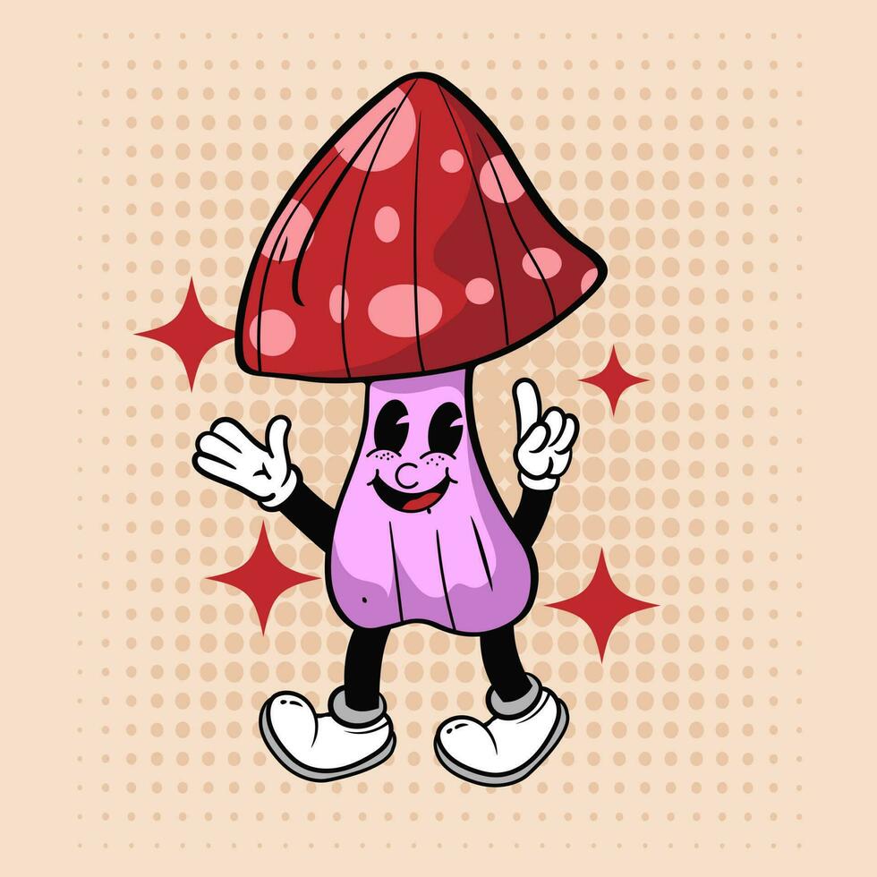Groovy hippie characters Vegetables Doodle  retro cartoon style illustration Simple background images for poster, cover, banner, desktop wallpaper. vector