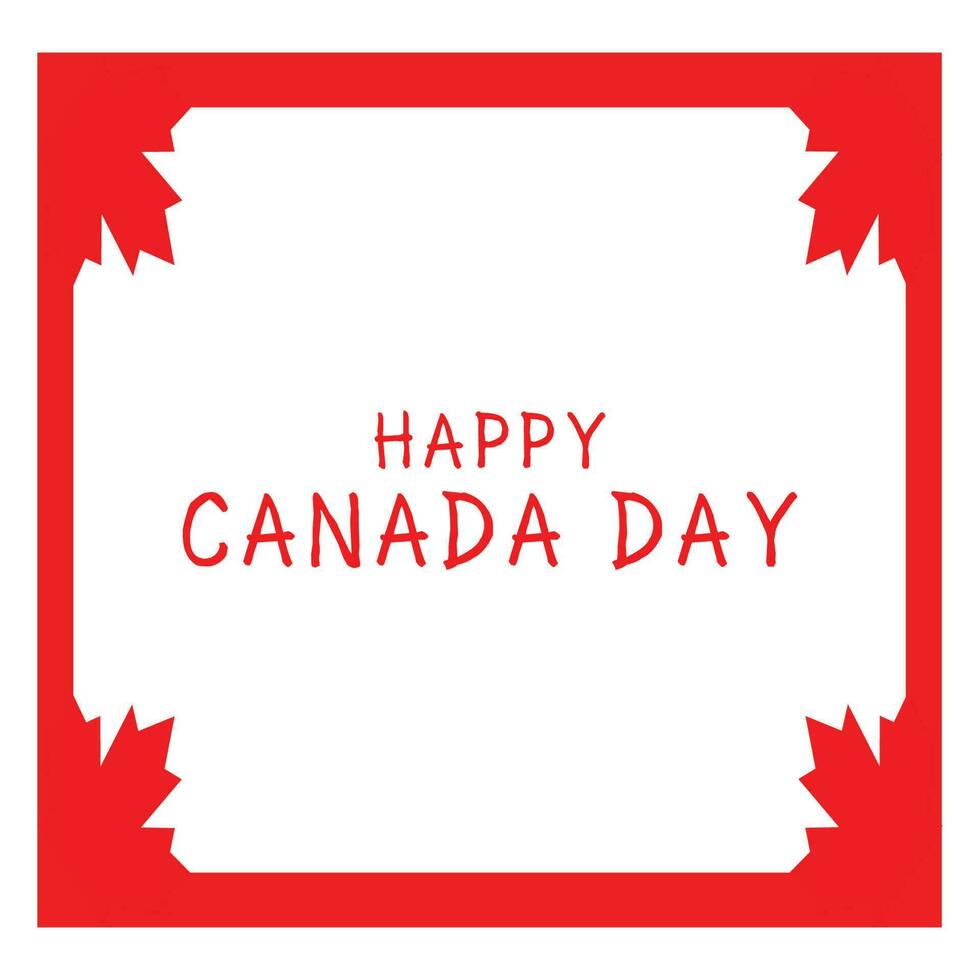 A red and white square with the words happy canada day on it. vector