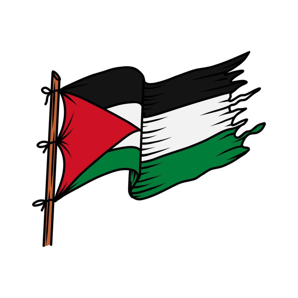 Palestine flag vector illustration. Vector hand drawn of Palestine flag. Flag of Palestine.