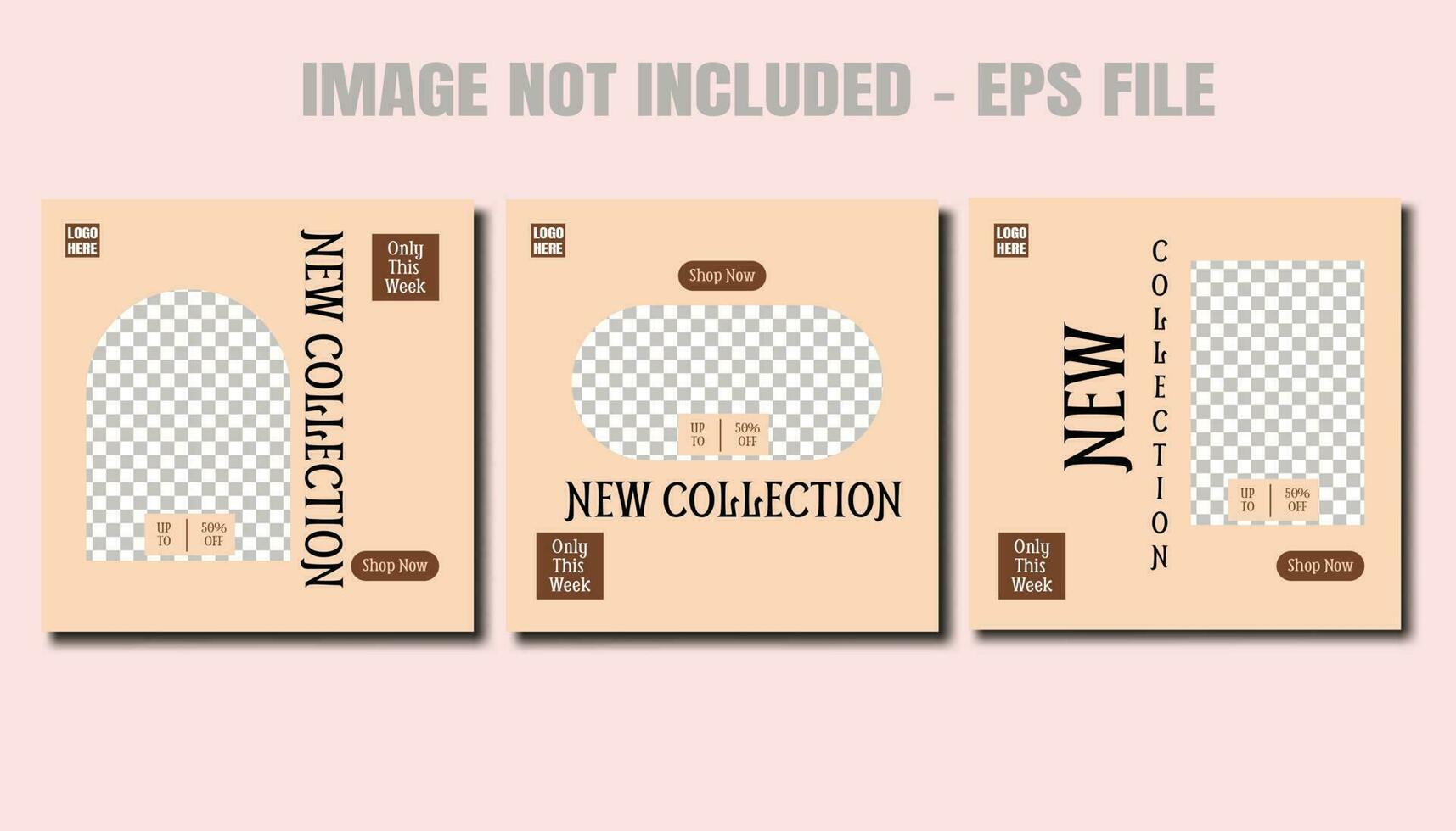 collection vector modern fashion post banner template, fashion promo season template post vector