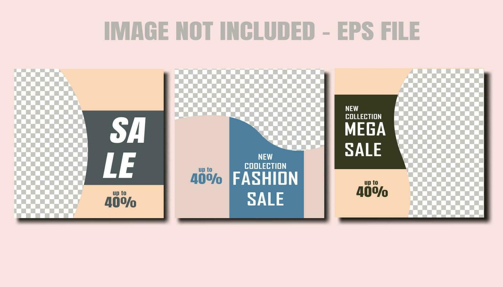 collection vector modern fashion post banner template, fashion promo season template post vector