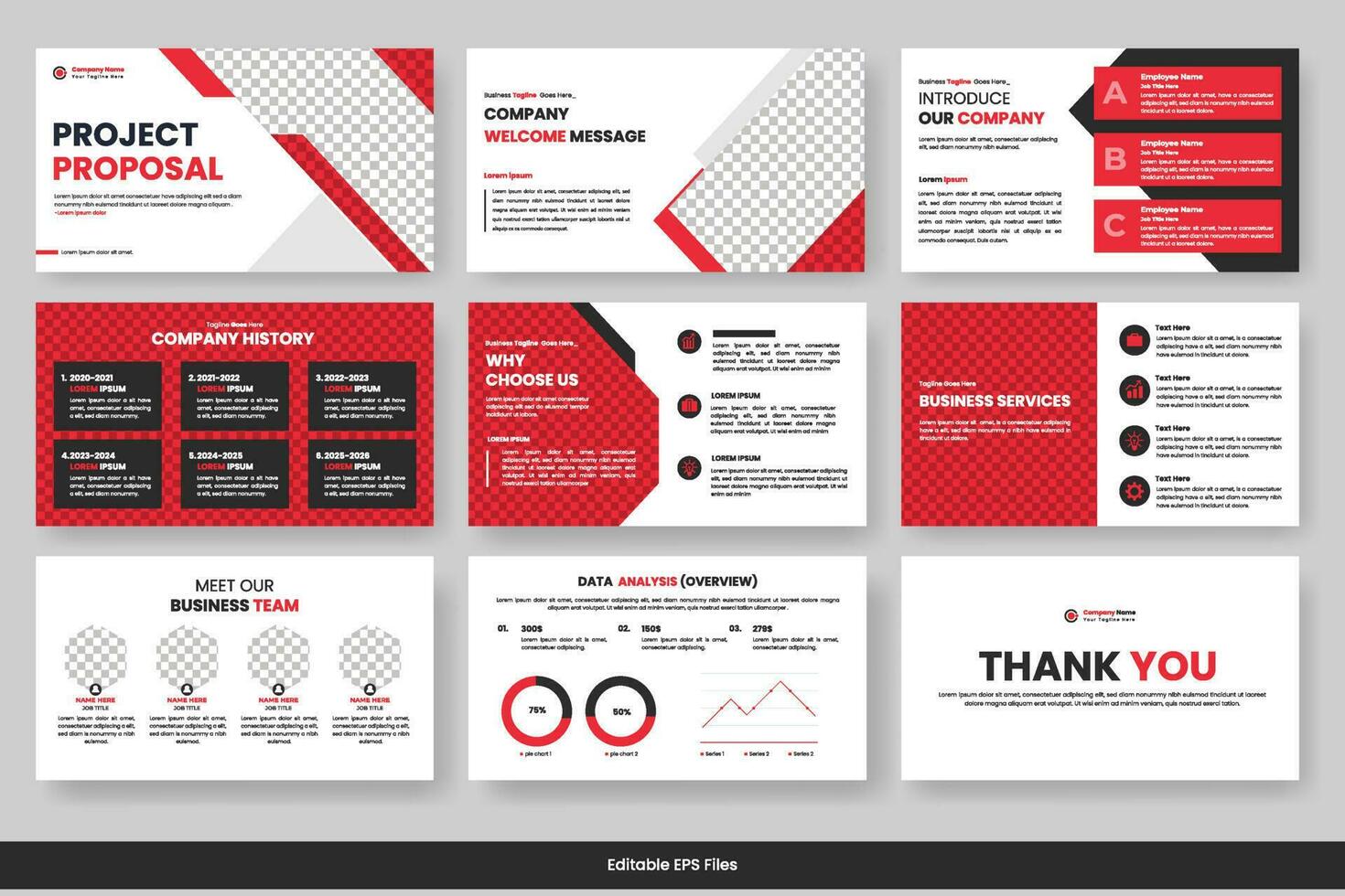 Business presentation slides template design minimalist project proposal business layout template design vector