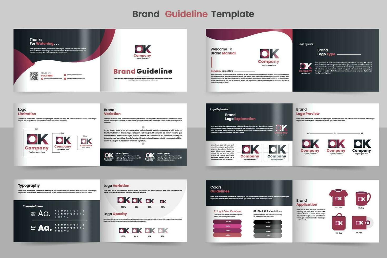 Minimalist luxury brand guide template vector