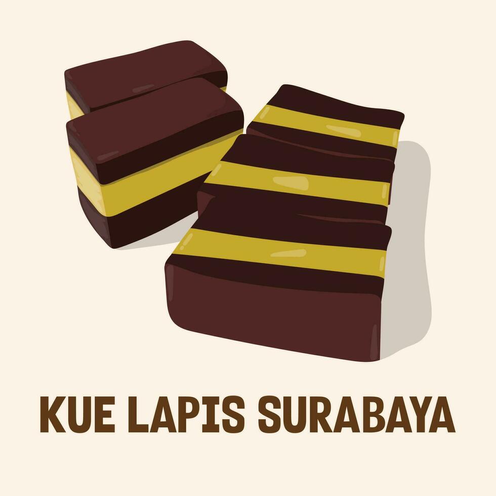 kue lapis surabaya o surabaya capa pastel indonesio tradicional vector