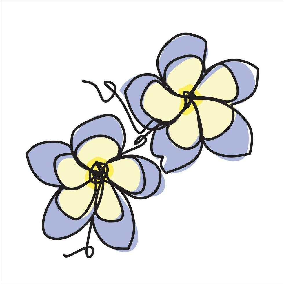 vector plumeria flor dibujo de uno continuo línea. color ilustración de plumeria en el estilo de uno línea Arte