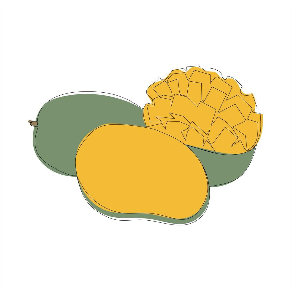 vector mango dibujo de uno continuo línea. color ilustración de mango en el estilo de uno línea Arte