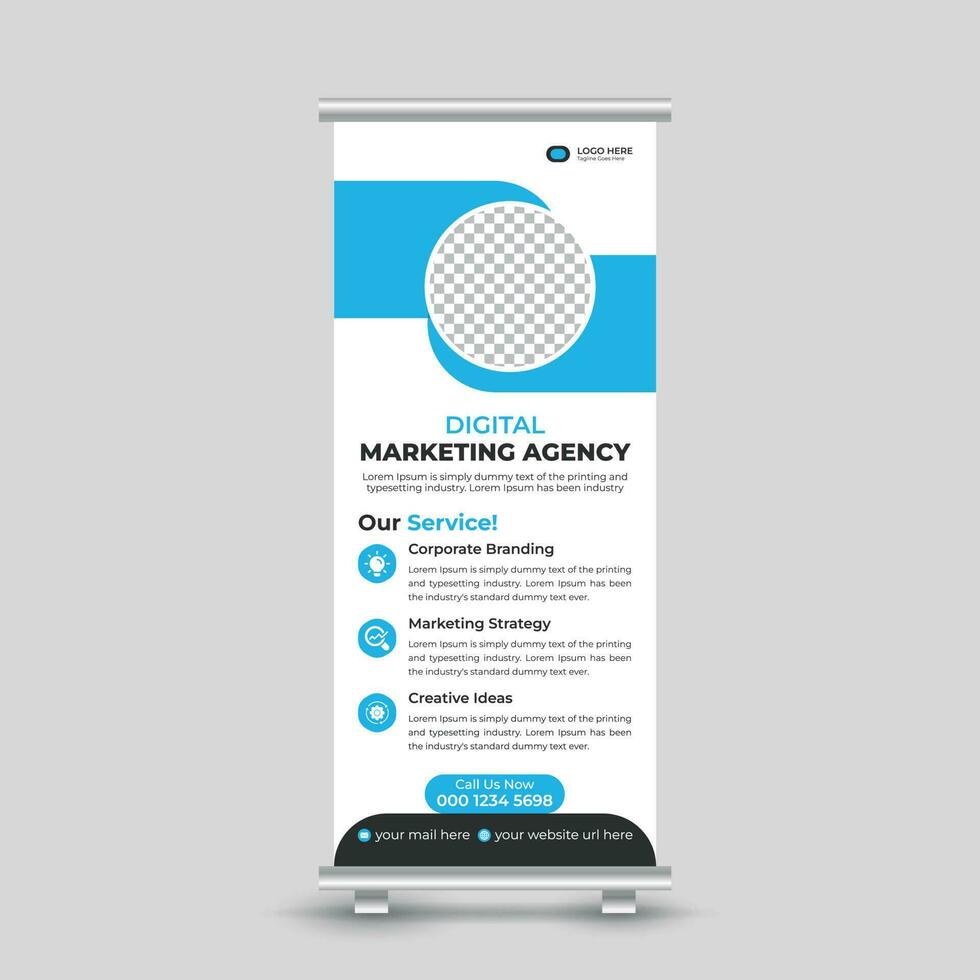 Abstract marketing roll up banner design template for your business Free Vector