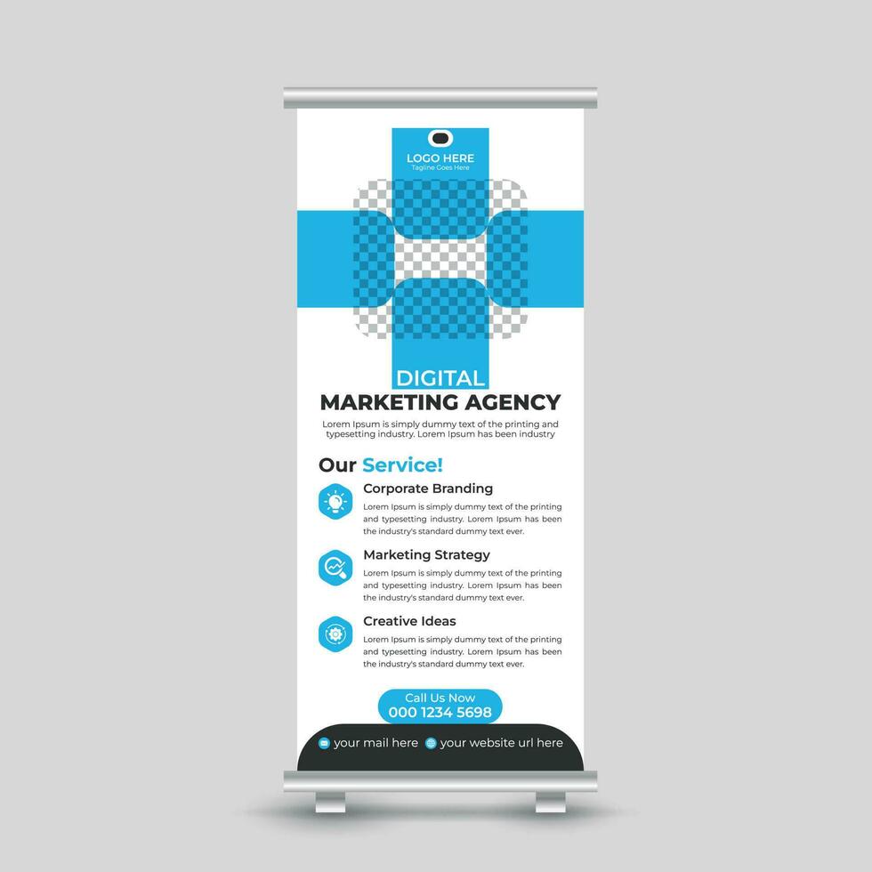 Corporate marketing roll up banner design template for your business Free Vector