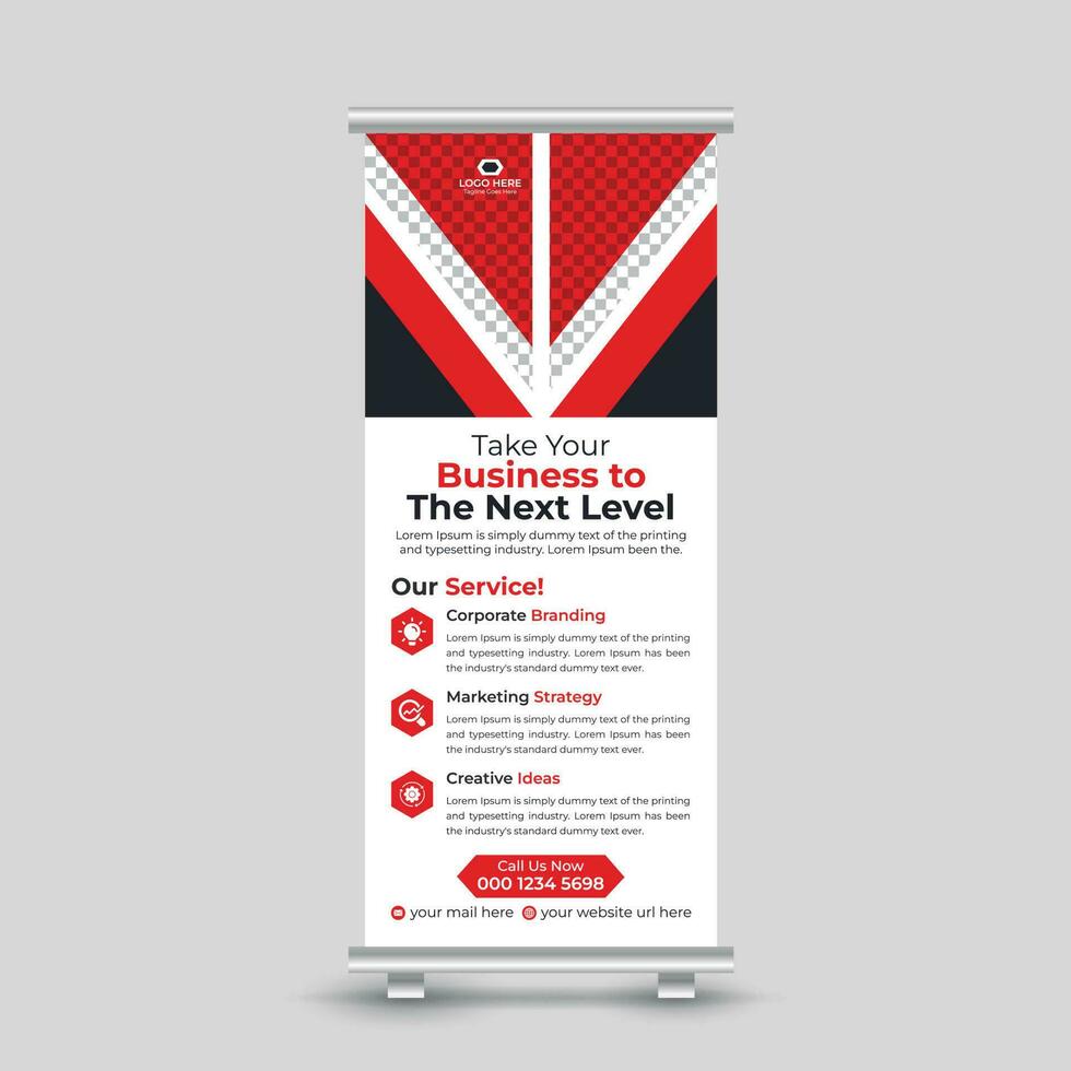 Corporate modern roll up banner design template Free Vector