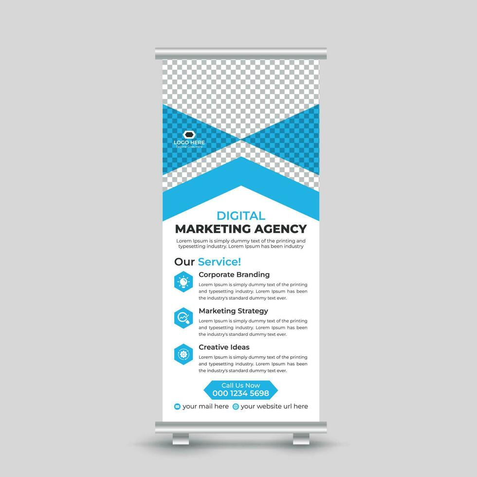 Modern digital marketing agency roll up banner design template Free Vector