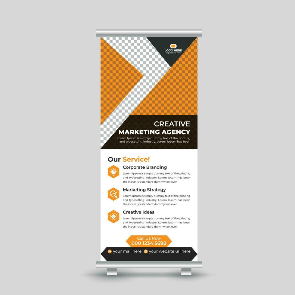 Corporate digital marketing agency roll up banner design template Free Vector