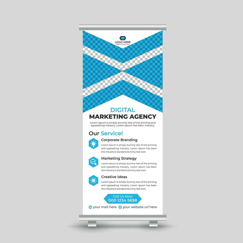 Professional digital marketing agency roll up banner design template Free Vector