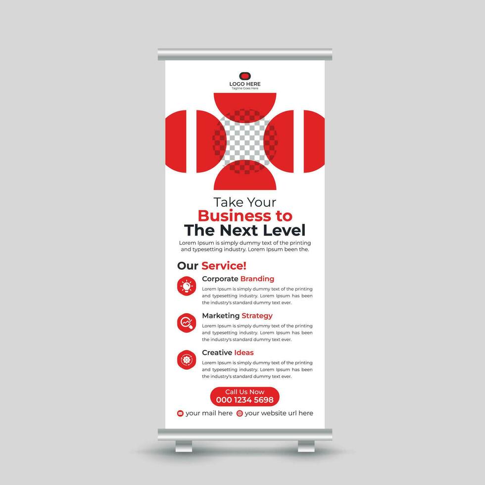 Corporate modern clean business roll up banner design template for your company Free Vector