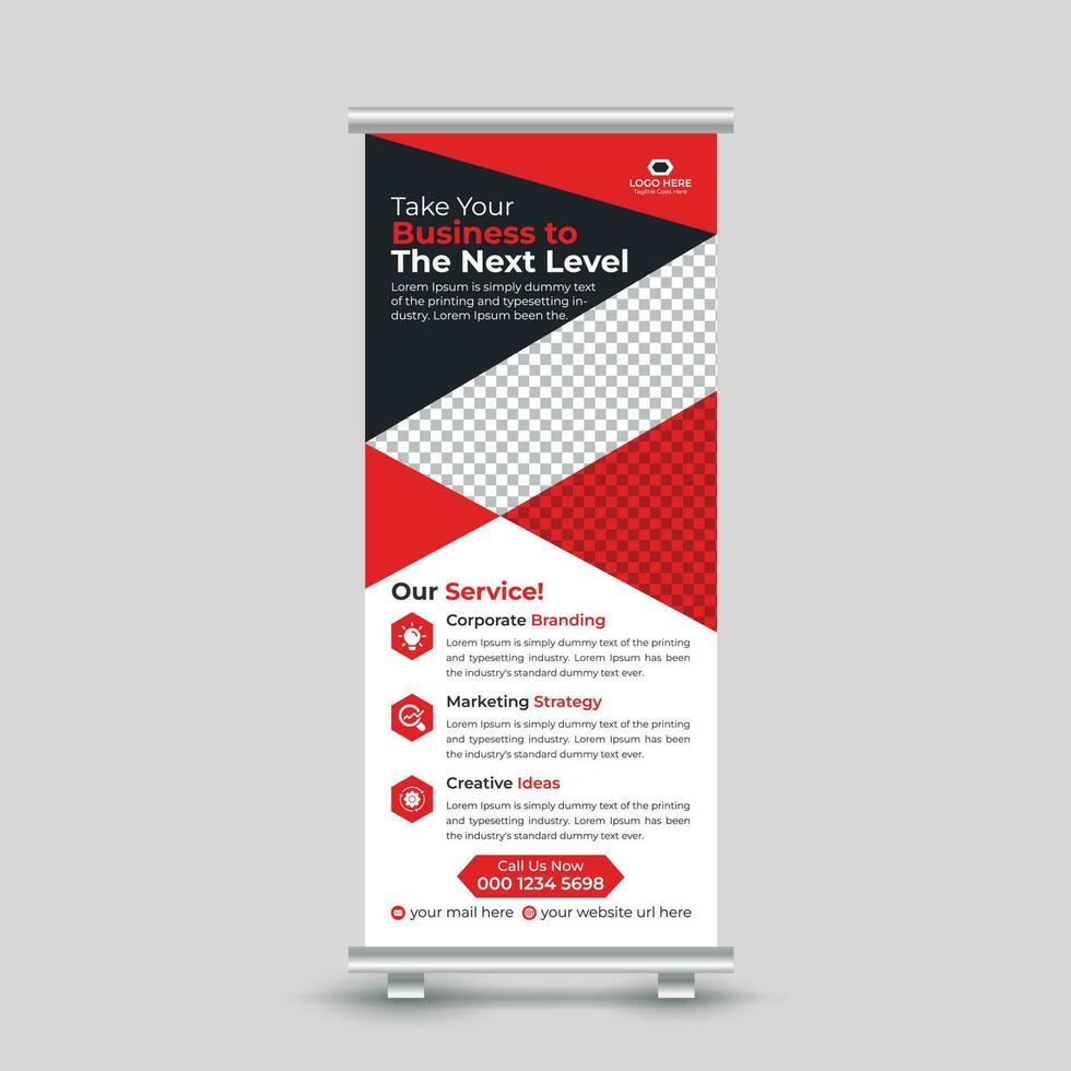 Professional roll up banner design template Free Vector