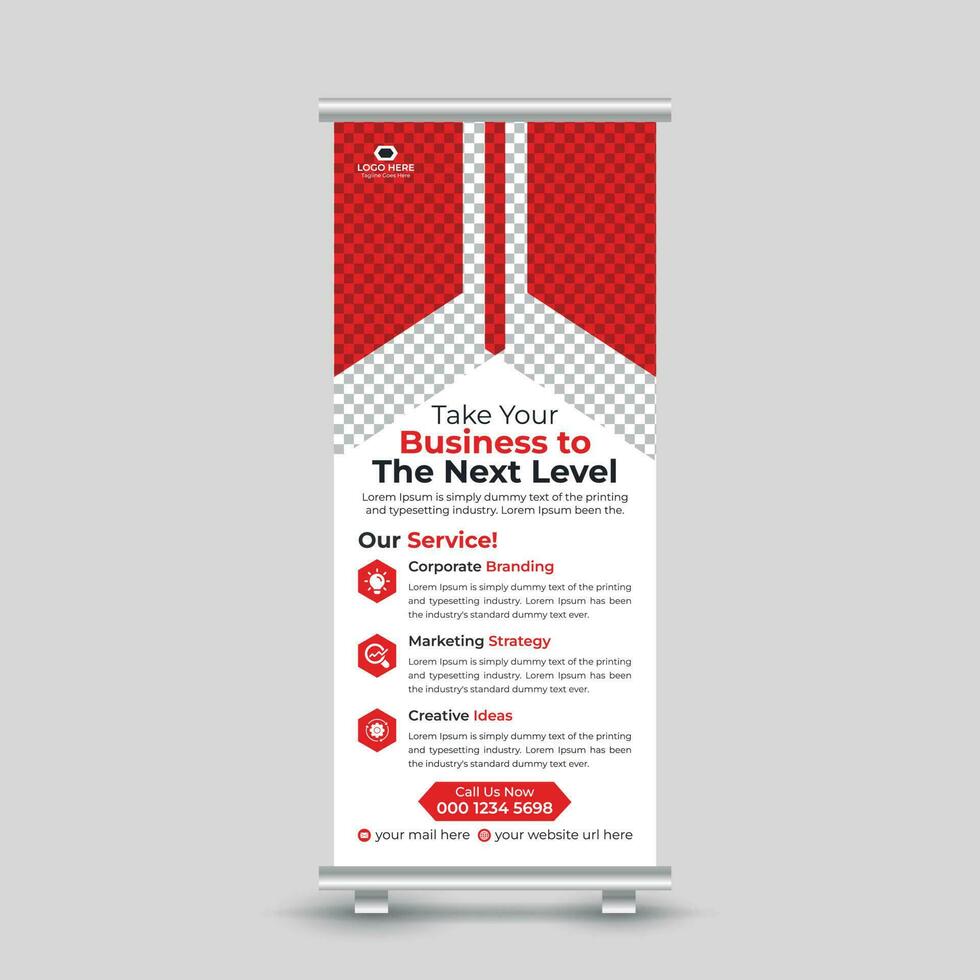 Creative marketing roll up banner design template for your company Free Vector