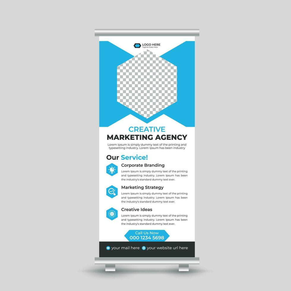 Corporate creative modern marketing roll up banner design template for your business Free Vector