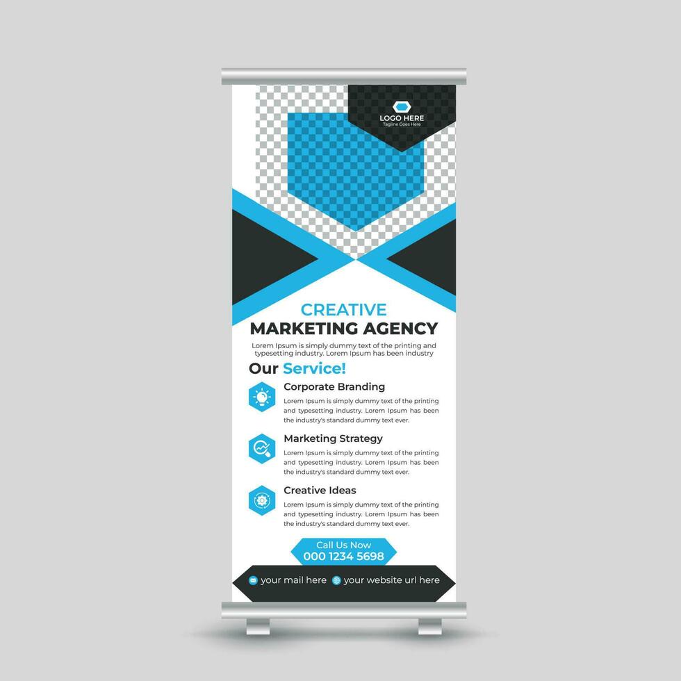 Creative modern marketing roll up banner design template for your business Free Vector