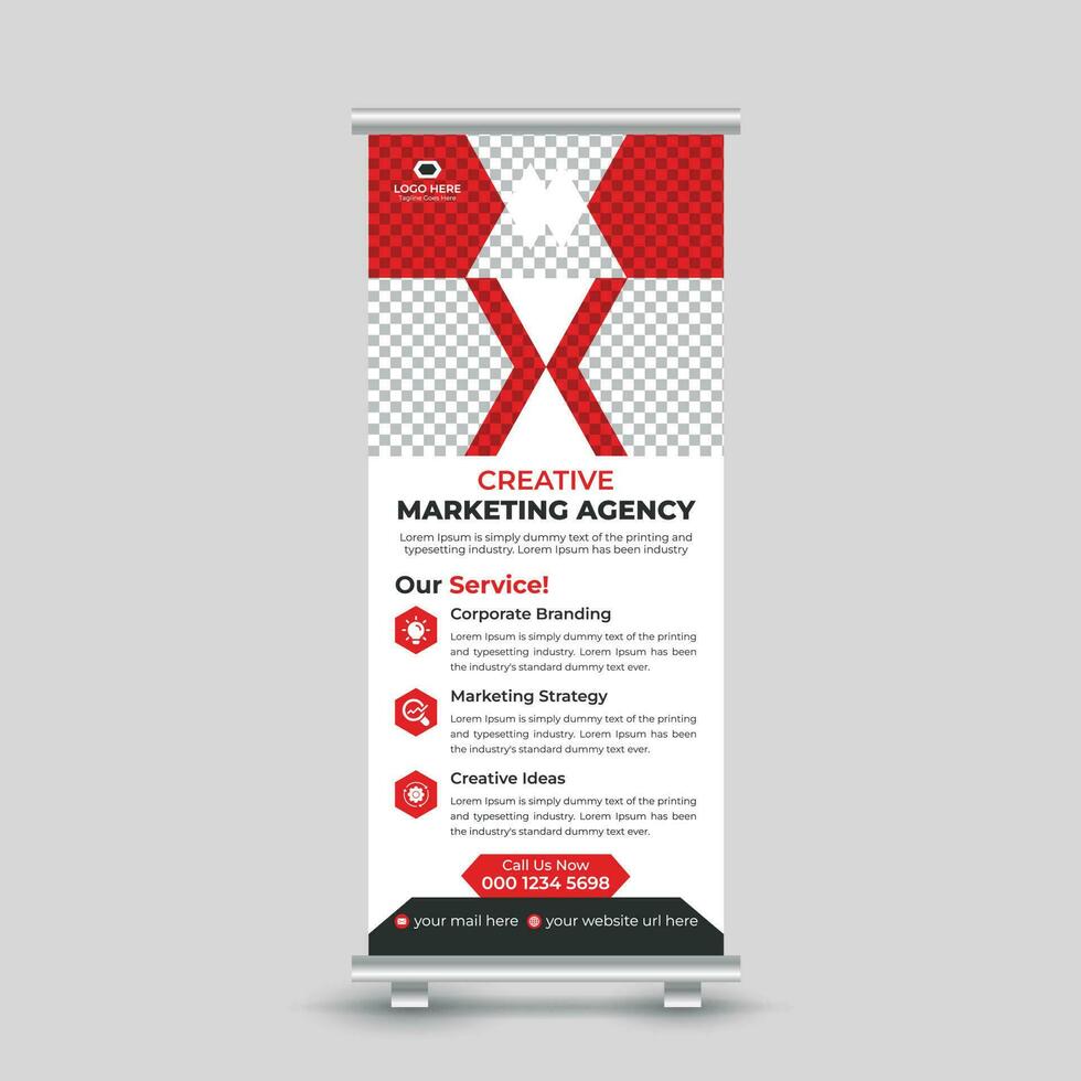 Creative marketing roll up banner design template for your company Free Vector