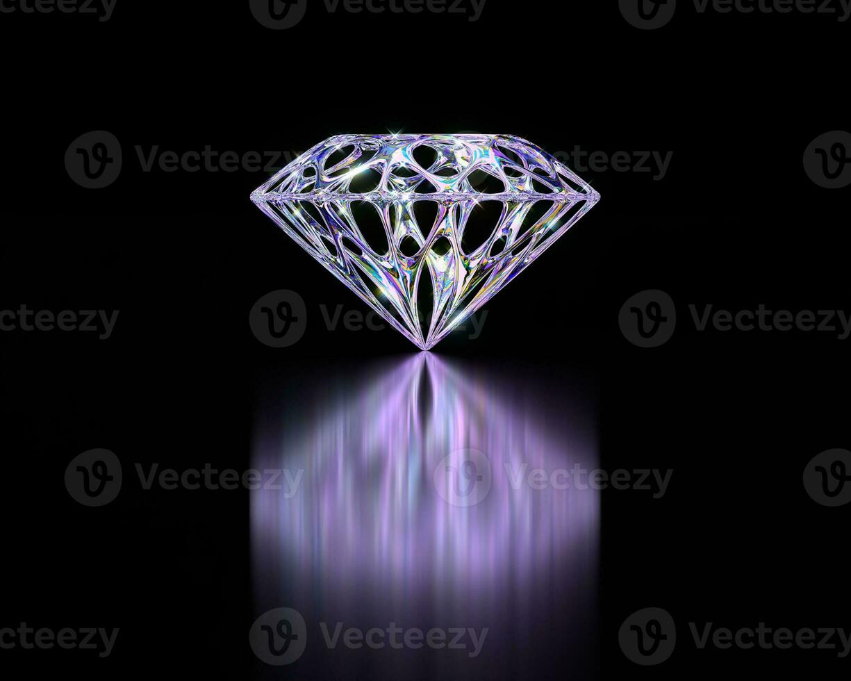 Abstract diamond wireframe style colorful body color 3d rendering photo