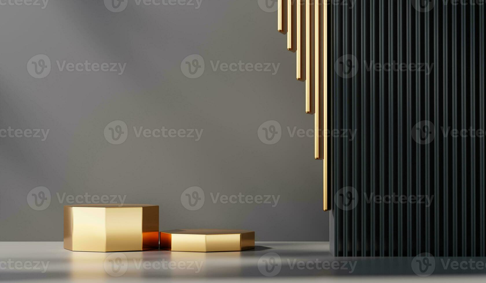 3D rendering abstract gold platform podium product presentation backdrop photo