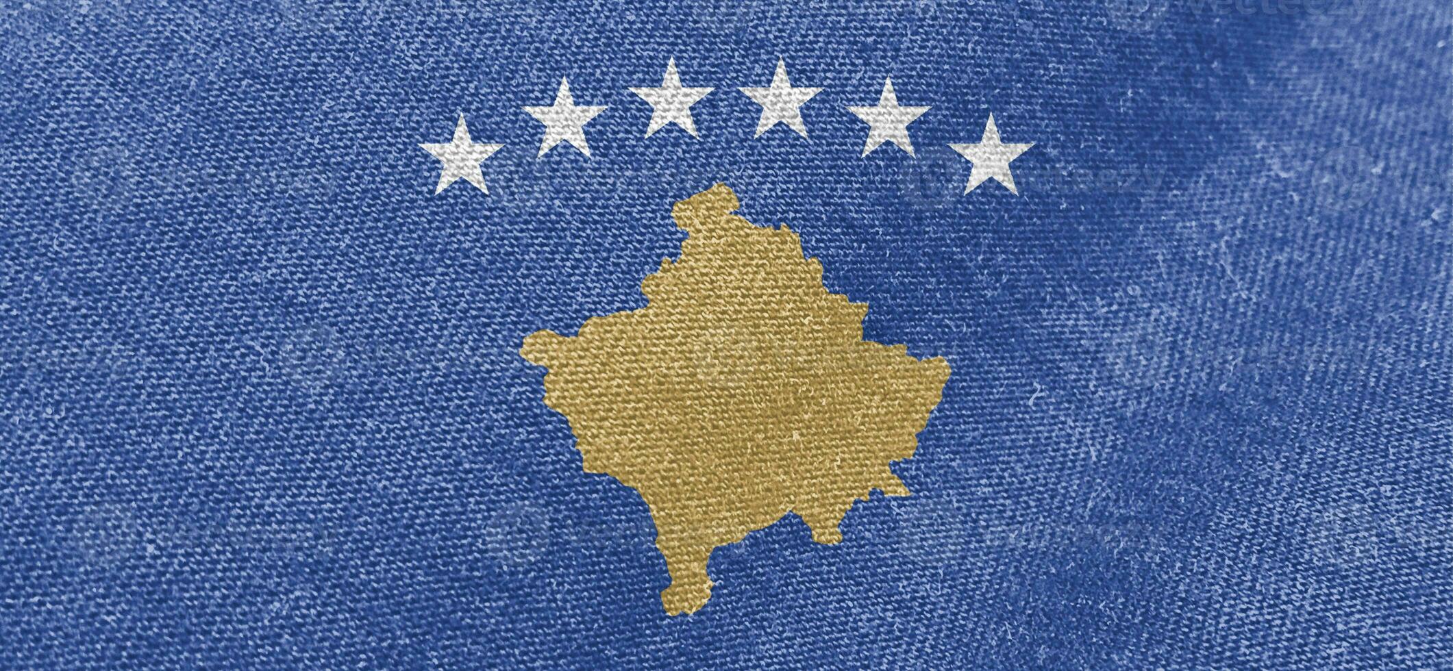 Kosovo fabric flag cotton material wide flags wallpaper colored fabric Kosovo flag background photo