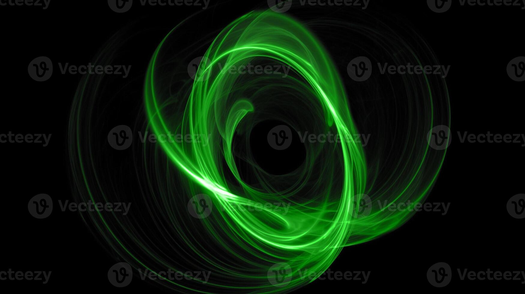 Green light on a black background. photo