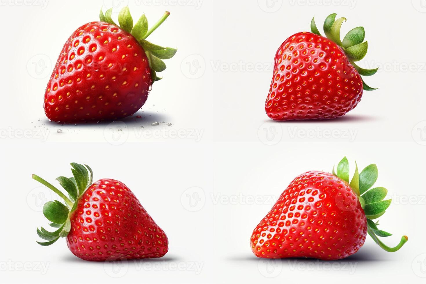 set collage Red berry strawberry isolated on white background photo