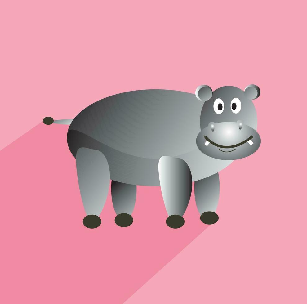 cute hippo flat vector illustration