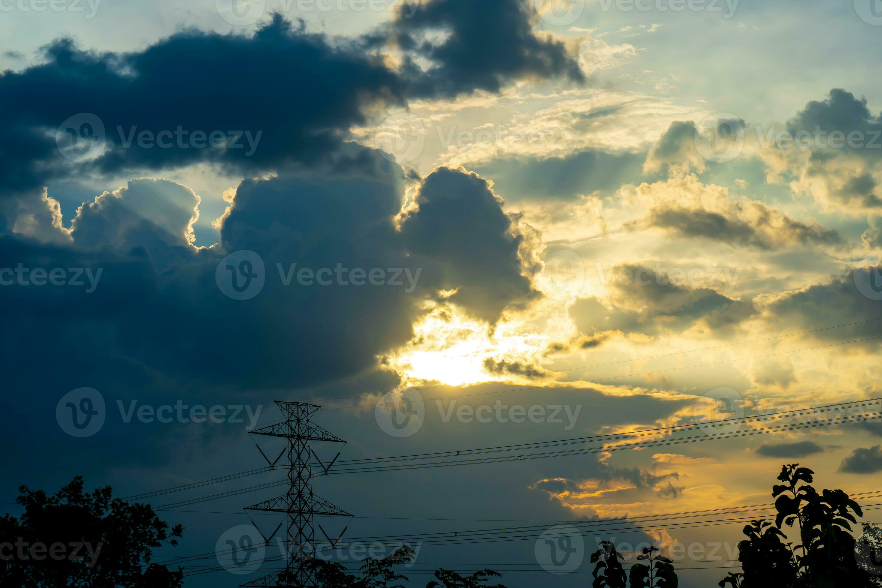 Black clouds before the storm and the rain, big white clouds in the