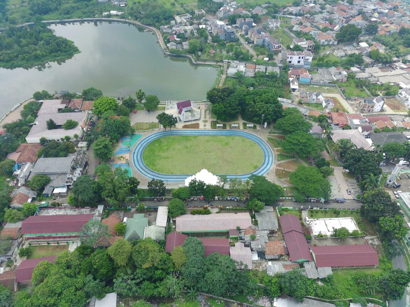 Bogor, Indonesia - 2022. Aerial View of Alun-alun Cirimekar photo