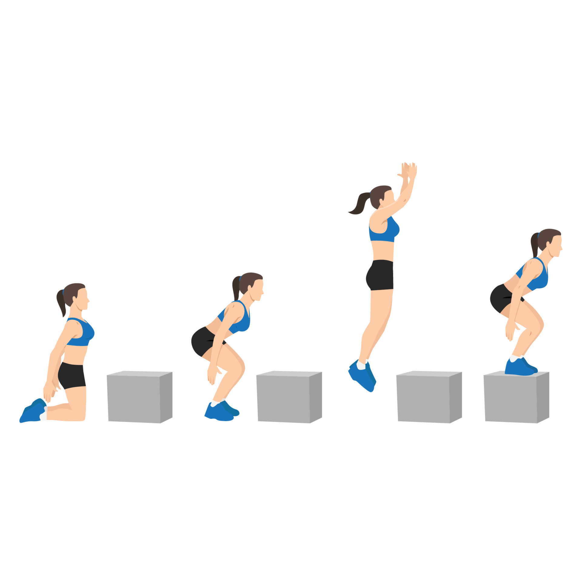 Floor power jumps knee to jump squats exercise Vector Image