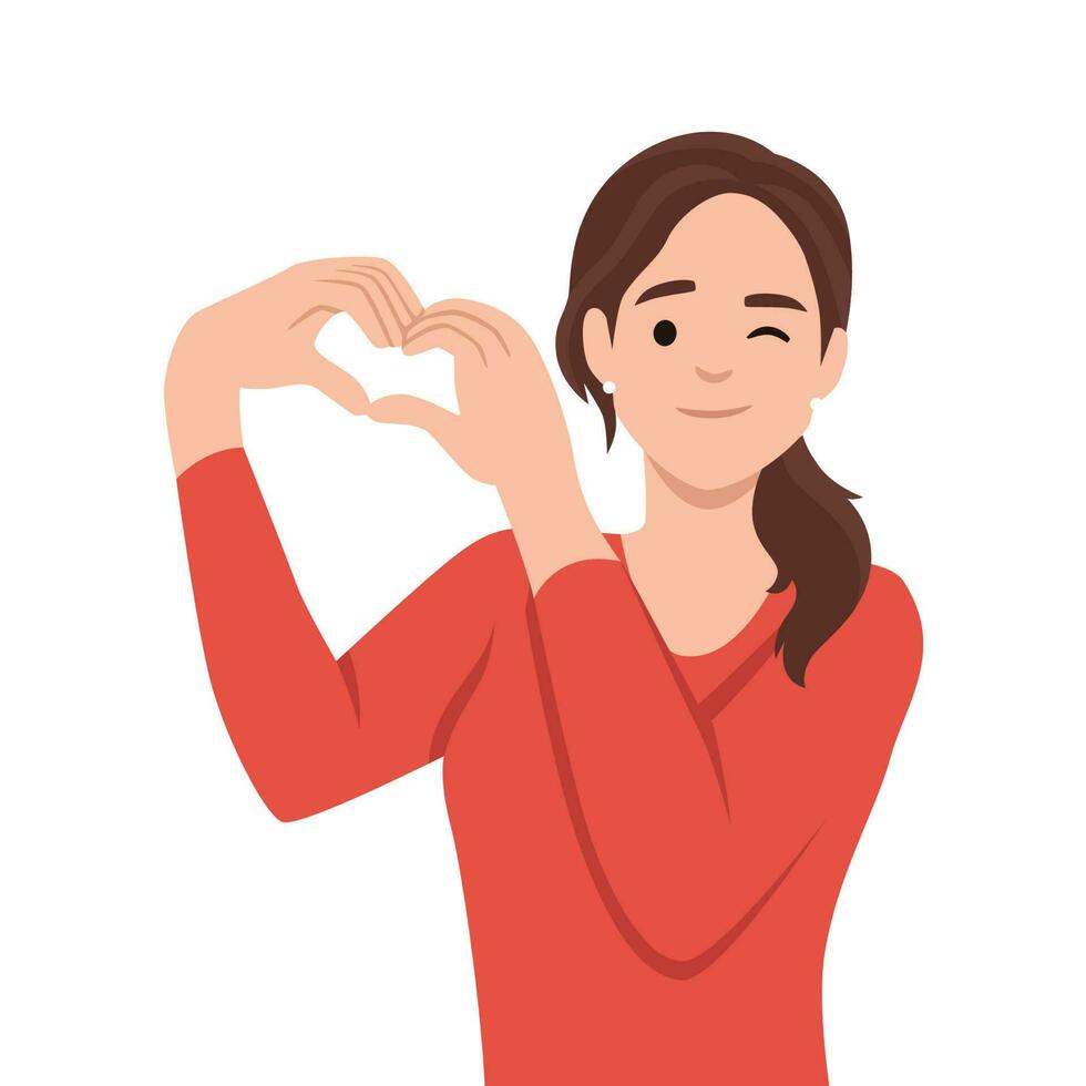 Woman making heart shape with hands vector