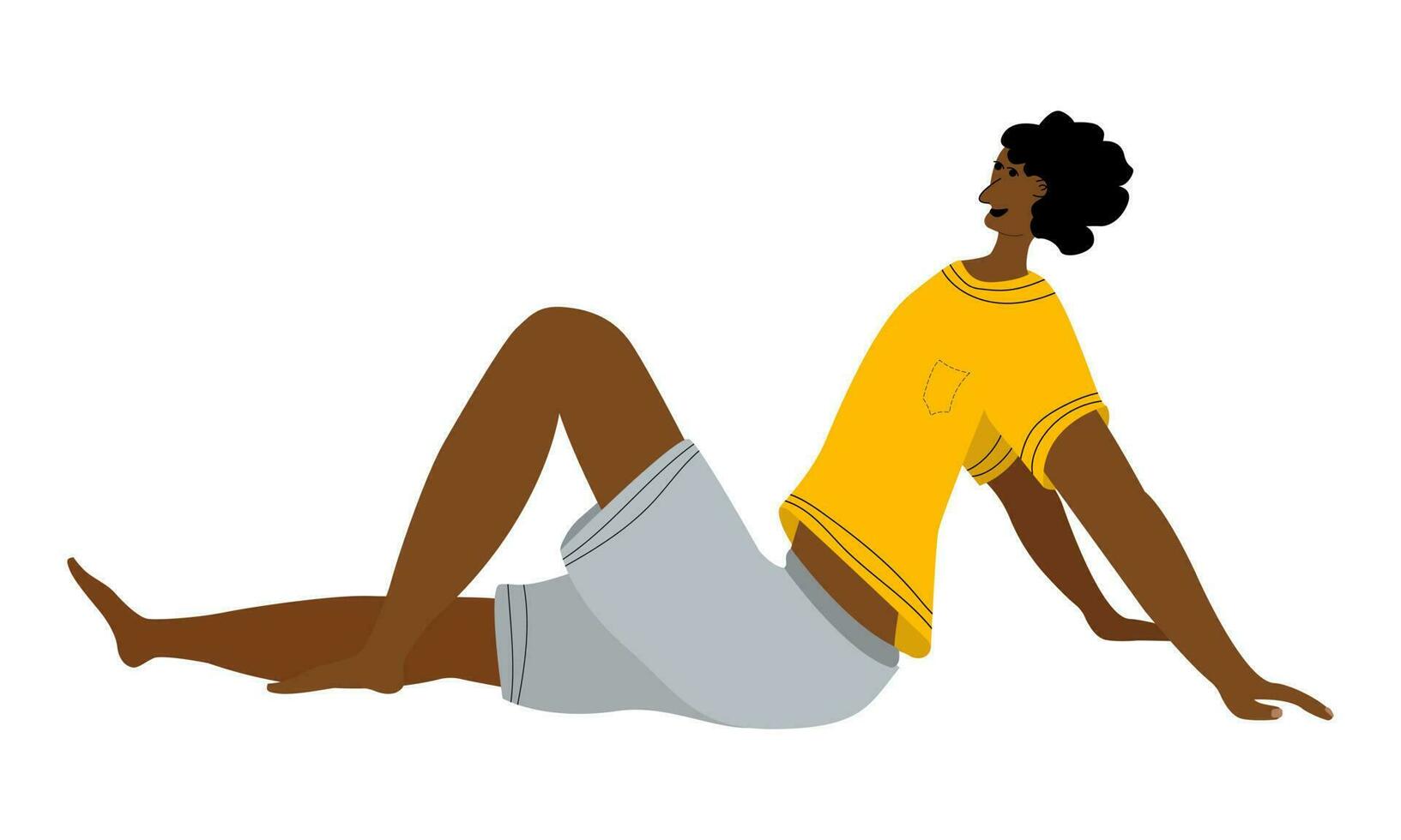 a man in shorts and a t-shirt sits and enjoys his vacation vector