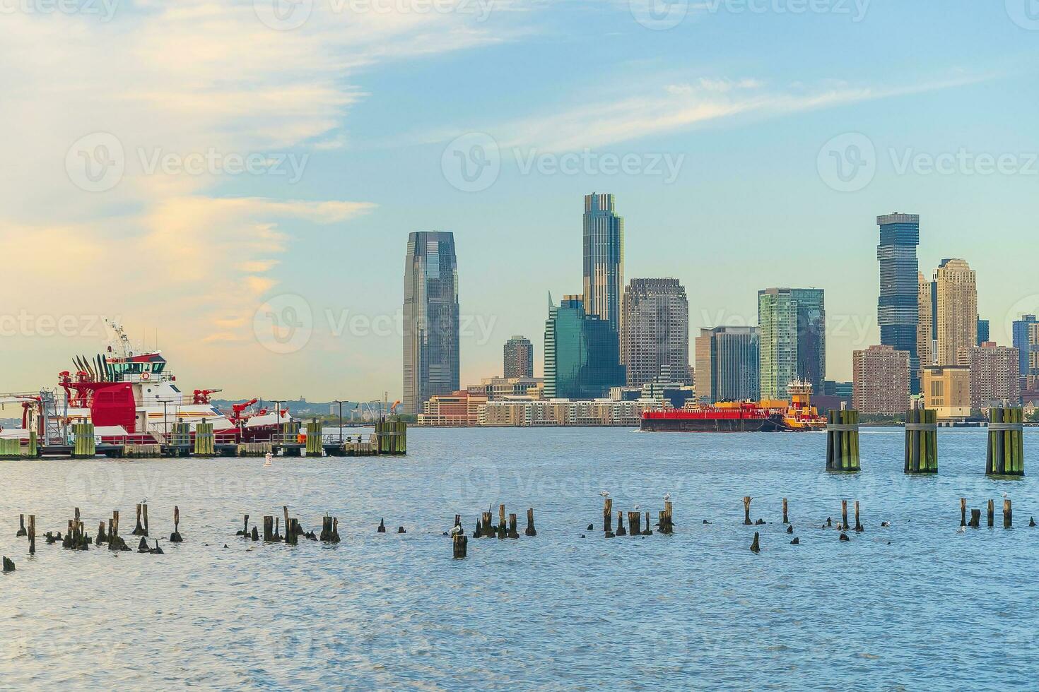 Cityscape of Jersey City skyline  from Manhattan NYC photo