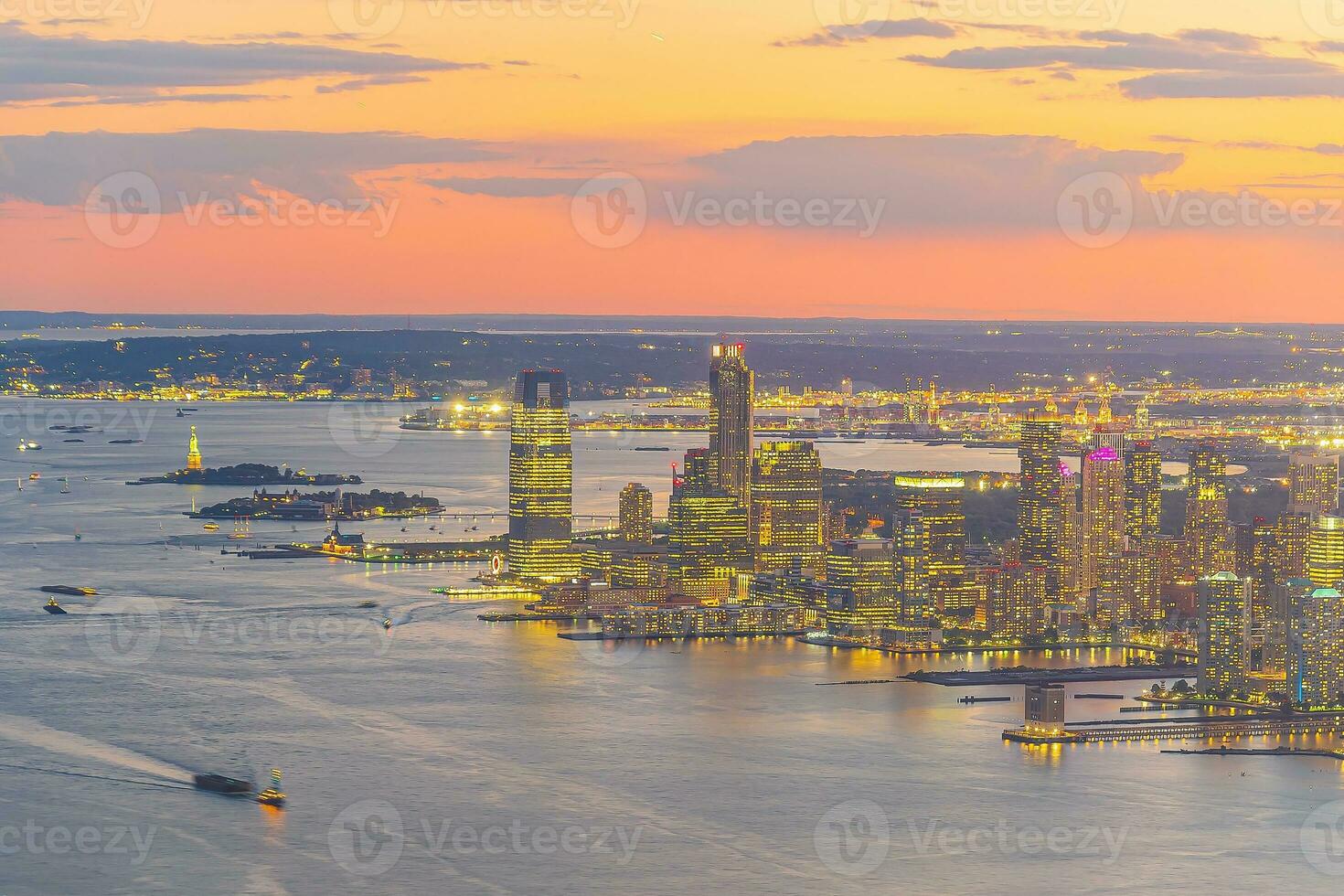 Cityscape of Jersey City skyline  from Manhattan NYC photo