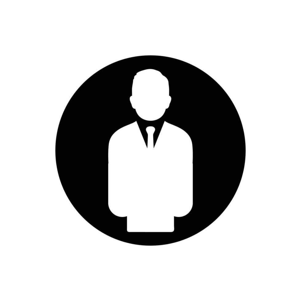 Black Corporate Man Icon. Rounded Button Style Editable Vector EPS Symbol Illustration.