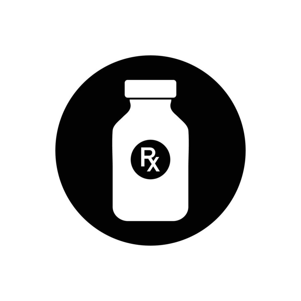 Medicine Bottle Icon. Rounded Button Style Editable Vector EPS Symbol Illustration.