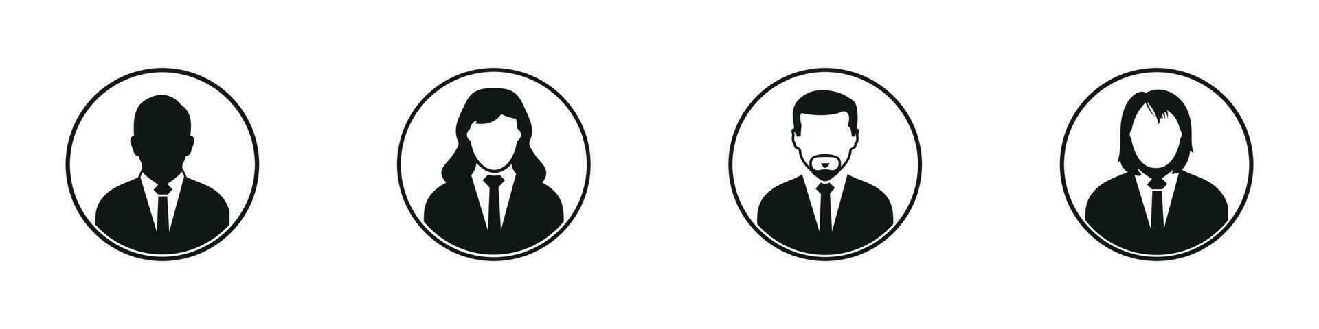 Business Profile Icon Set. Collection of Businessman, Man, Women, Corporate Female and More Icons. Editable Flat Vector Illustration.