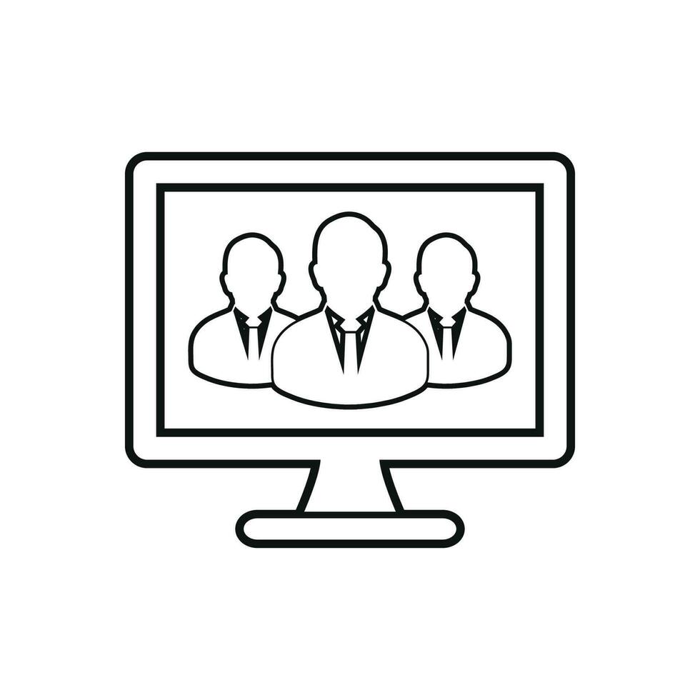 Online Business Team line icon. Flat style vector EPS.
