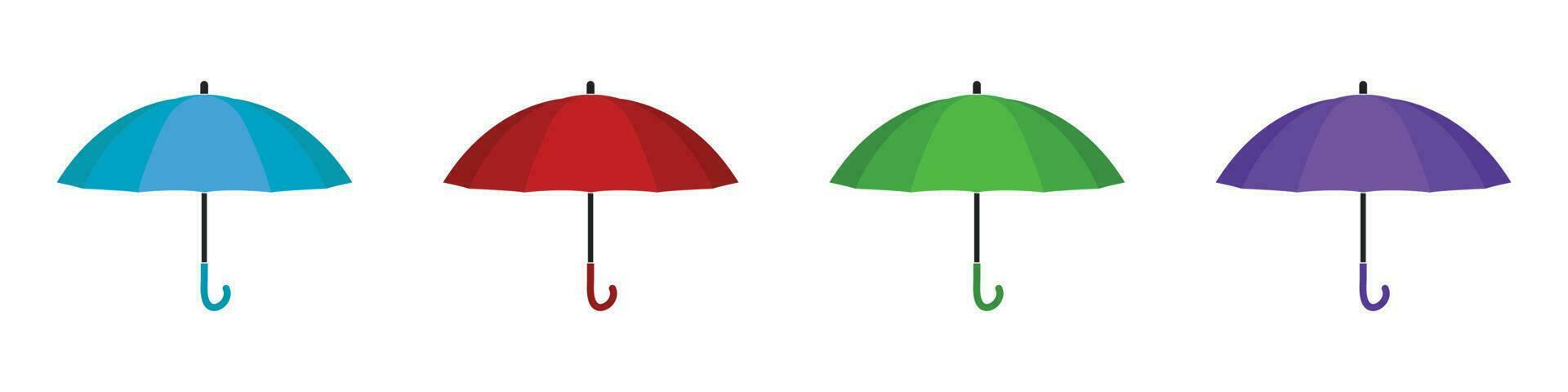 Umbrella Icon Set. Editable Flat Vector Illustration.