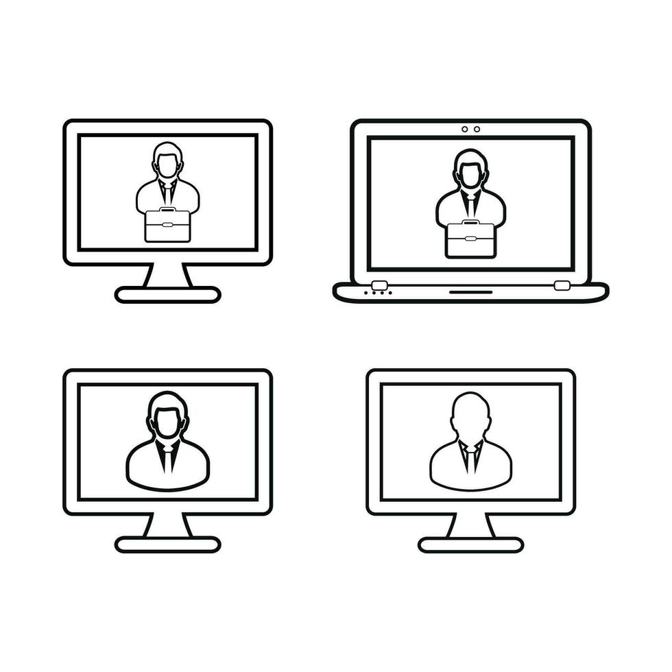 Online Business line icon set. Flat style vector EPS.