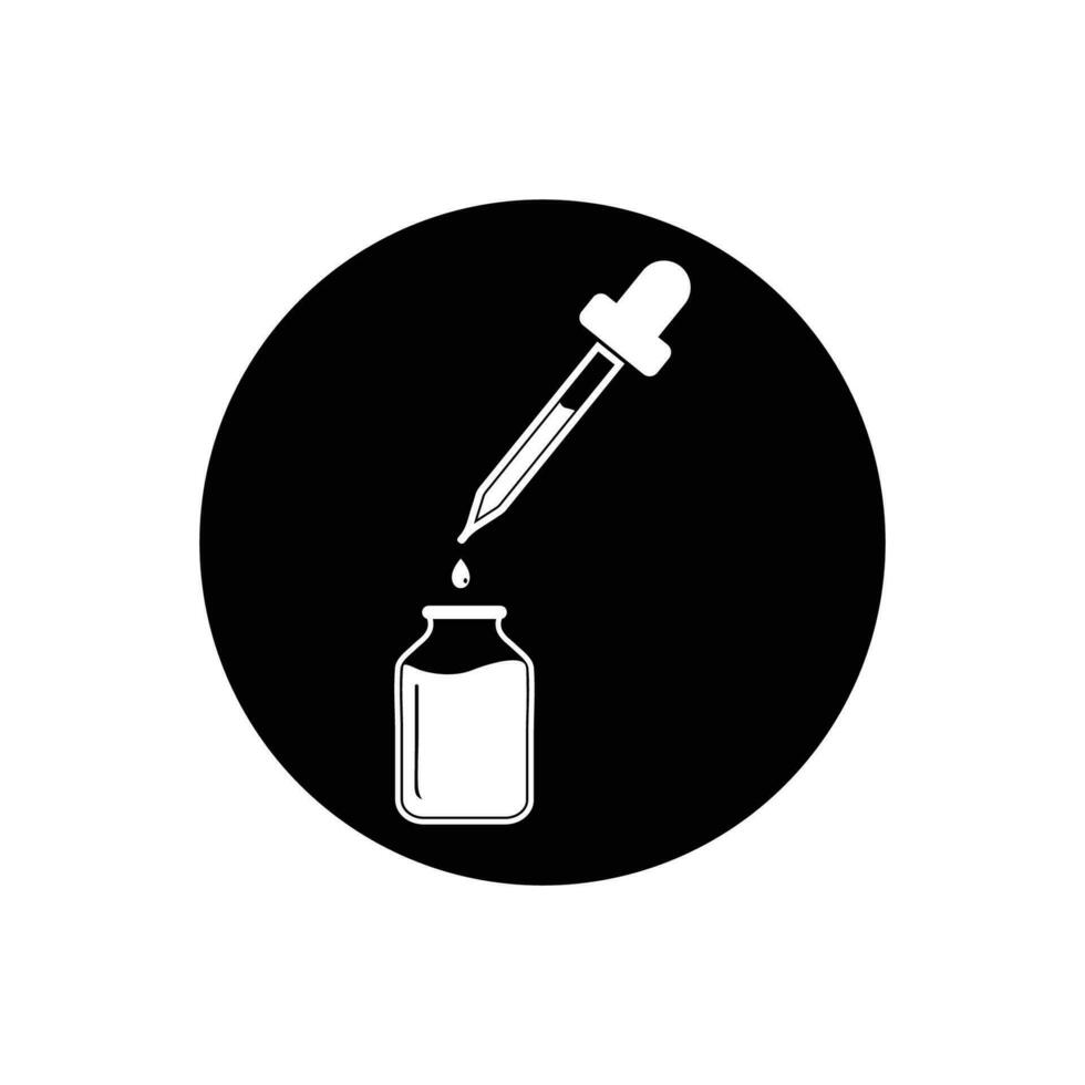 Medical Pipette and Medicine Icon. Rounded Button Style Editable Vector EPS Symbol Illustration.