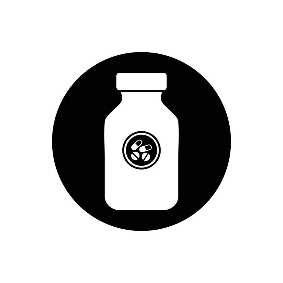 Vitamin Bottle icon. Rounded Button Style Editable Vector EPS Symbol Illustration.