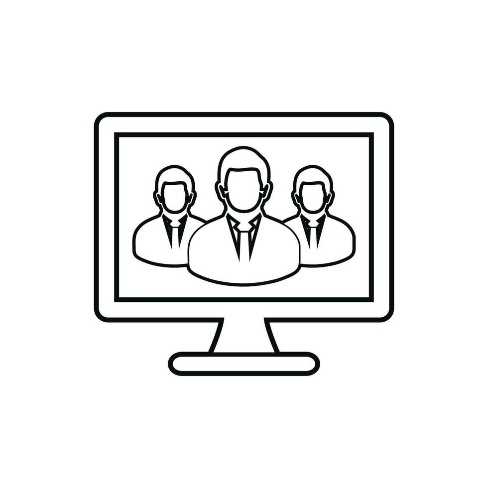 Online Business Team line icon. Flat style vector EPS.